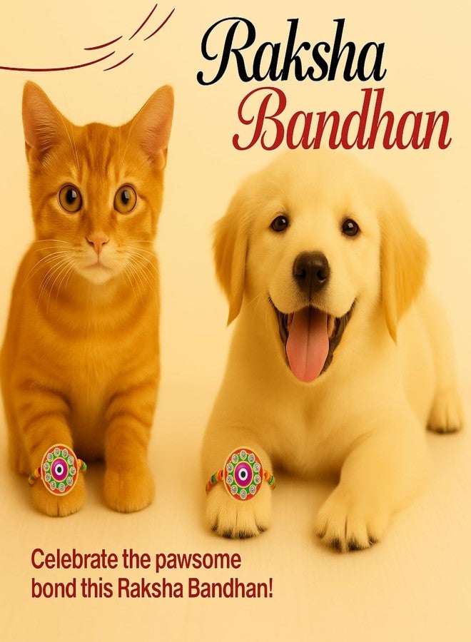 Sage Square Paw Bandhan Rakhi for Dog, Cat & Small Pets | Celebrate Bonds of Love This Raksha Bandhan | Cute Rakhi with Beads, Decorative Threads | Gift for Pet Lovers & Furry Companions (Type 24) - Image 2